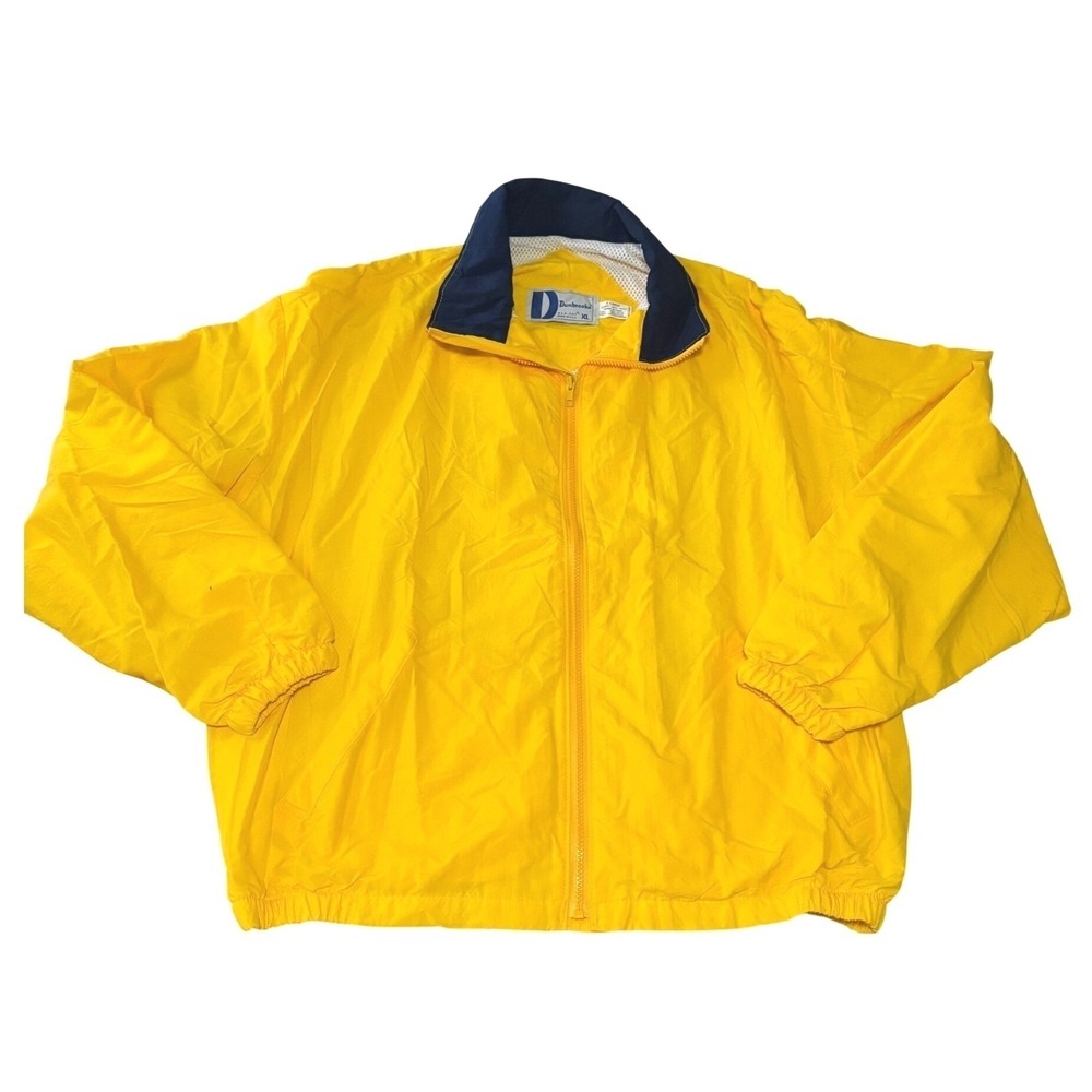 VTG Dunbrooke PiA-Jac Windbreaker Jacket Mens XL Yellow Nylon Full Zip USA Made